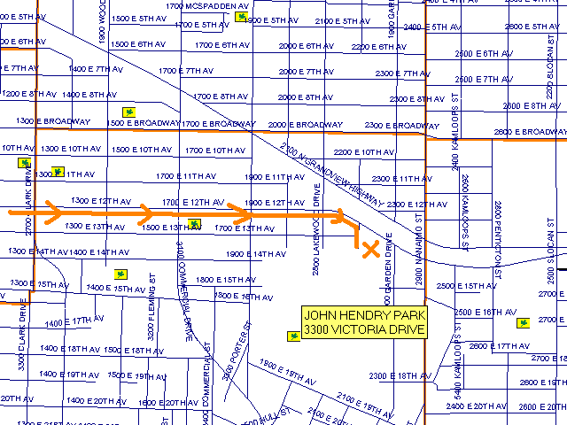 Map to John Hendry Park